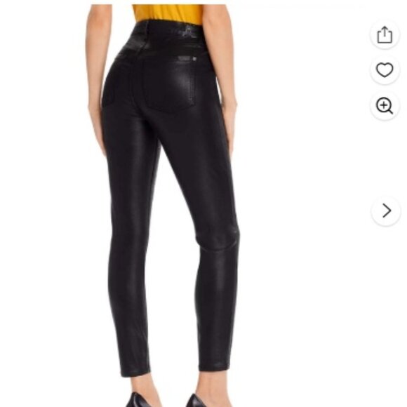 7 For All Mankind Women's Coated High Waist Ankle Skinny Jeans - size 26 / 2 - Picture 2 of 5